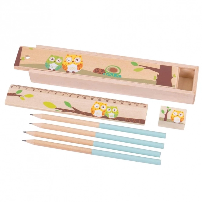 Wooden Pencil Case Owls by Bigjigs Toys