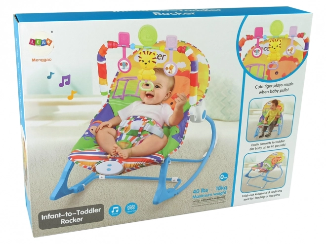 Blue Rocking Chair 2-in-1 with Tiger Sounds and Vibration