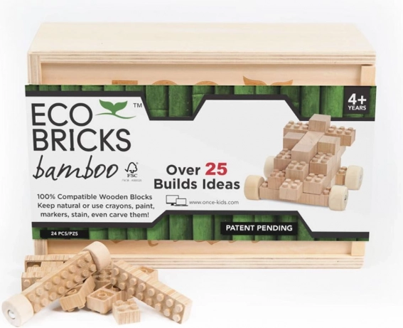 Set di costruzioni in legno 45 pezzi in scatola