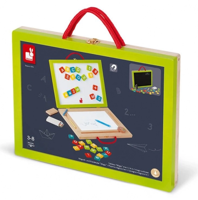 Wooden Educational Suitcase 4-in-1 with Magnetic Board and Accessories