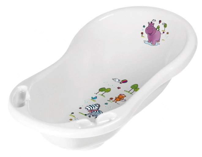 Baby Bathtub Hippo White with Drain Plug