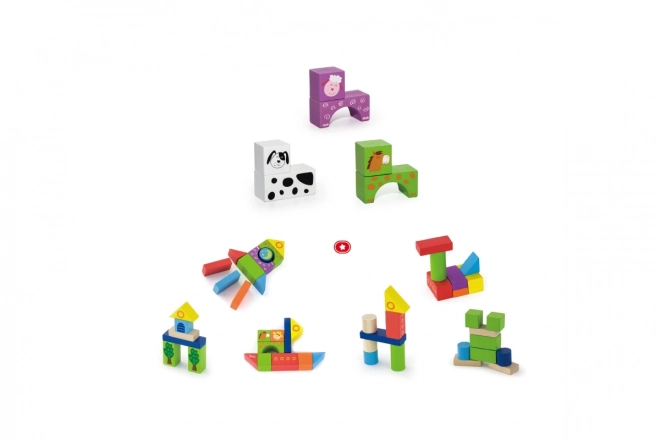 Wooden Building Blocks Farm Set