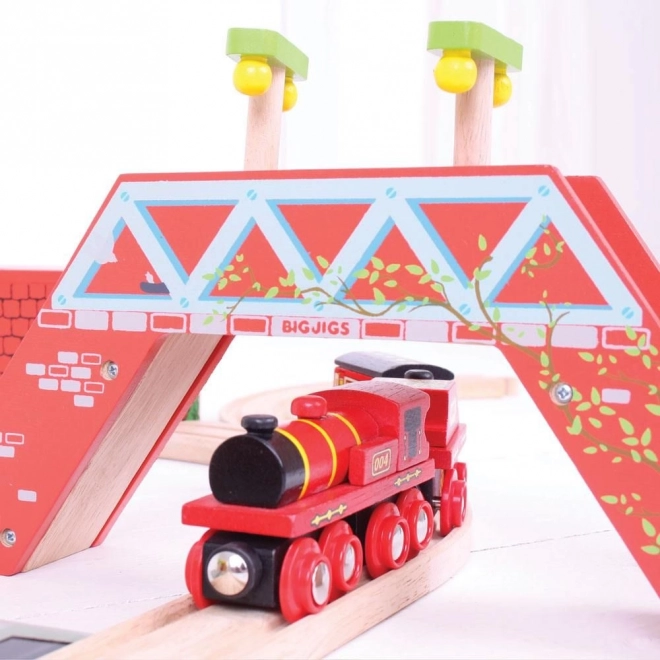 Bigjigs Rail Red Locomotive with Tender and Tracks