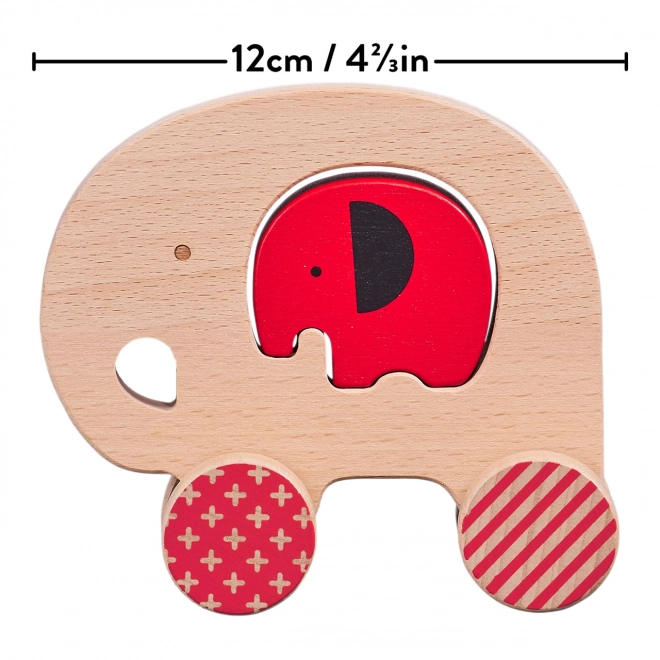 Wooden Elephant and Baby Elephant on Wheels