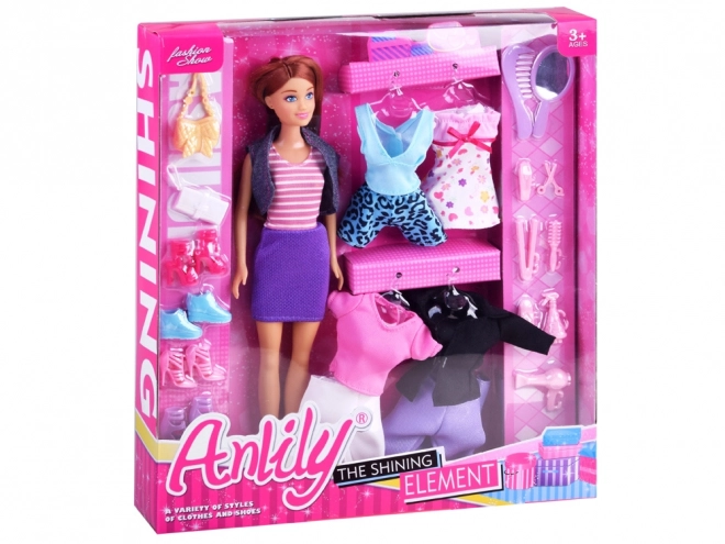 Doll with Clothes and Care Accessories Set