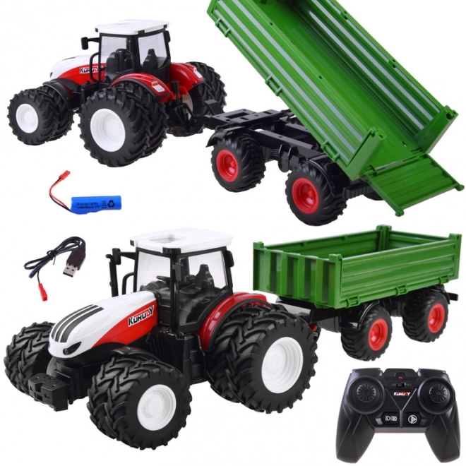 Remote Control Tractor with Green Trailer Toy