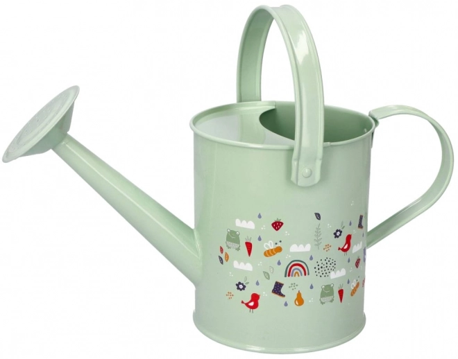 Metal watering can with spring motif