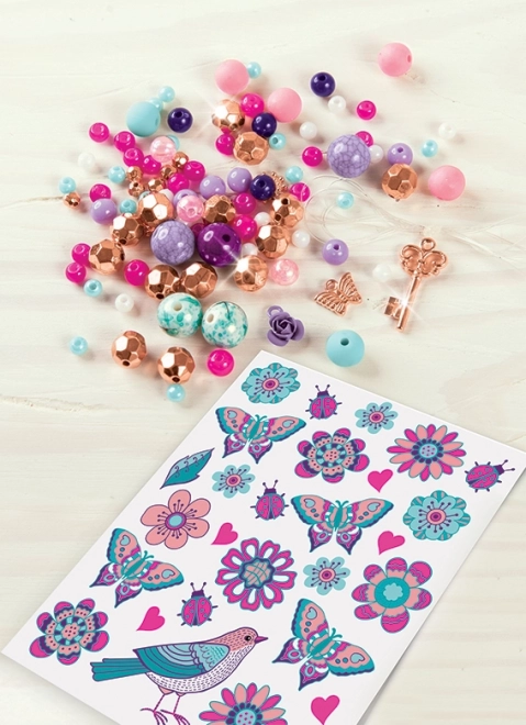 Flower Themed Bracelets and Tattoos Set