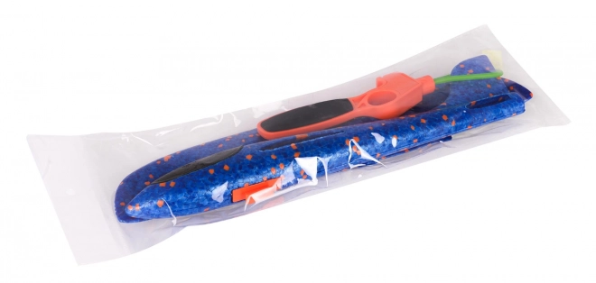 Foam Airplane with Hand Launcher Blue