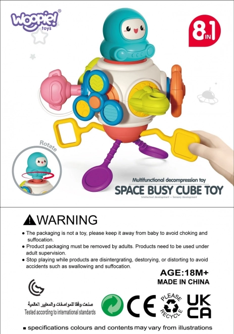 Cubo sensoriale Montessori 8 in 1 razzo spaziale