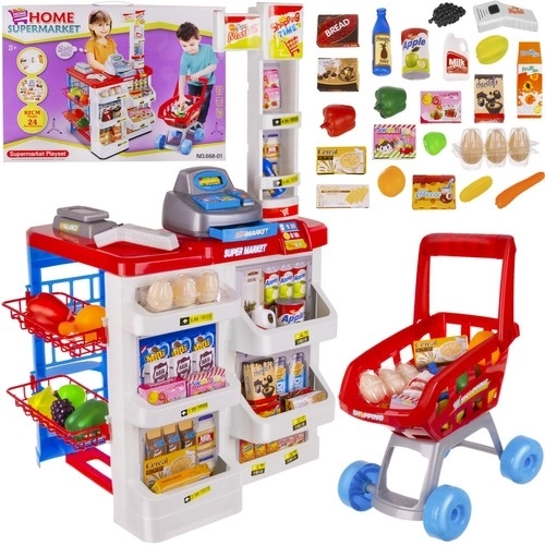 Children's Supermarket Checkout Set with Shopping Cart