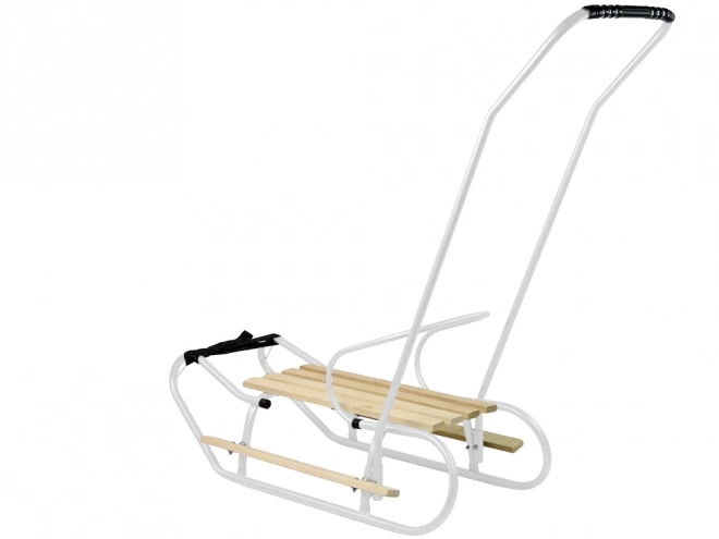 Metal sled with push handle white