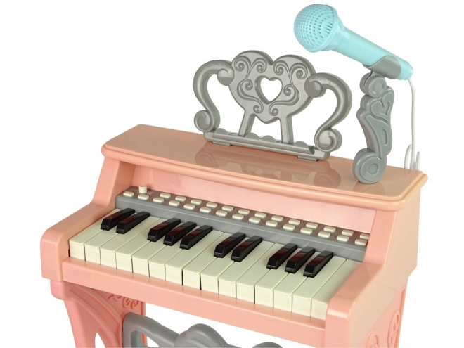 Electric Pink Keyboard with Chair for Kids