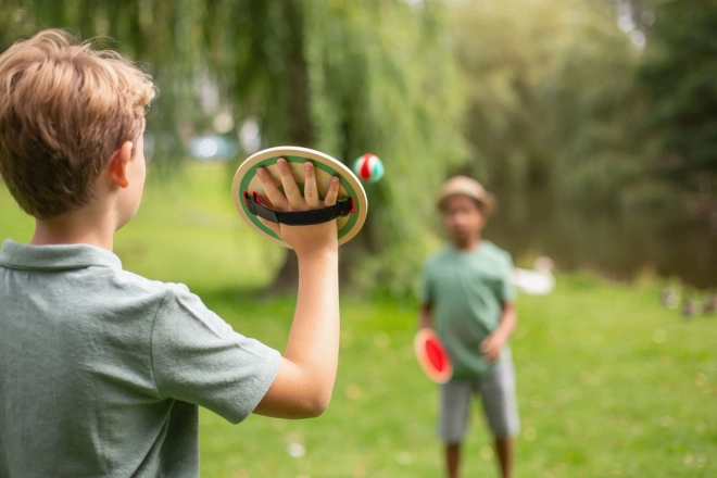 Ball Catching Game with Round Wooden Catchers