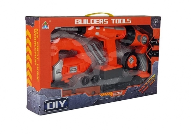 Workshop Toy Set with Drill, Jigsaw and Flashlight for Kids