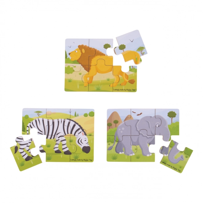 Safari Animals Wooden Puzzle Set