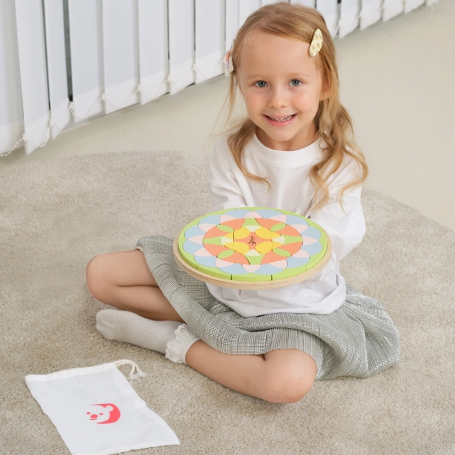 Pastelová mandala Montessori mozaika květiny