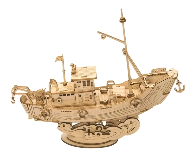 Robotic Wooden 3D Puzzle Fishing Boat