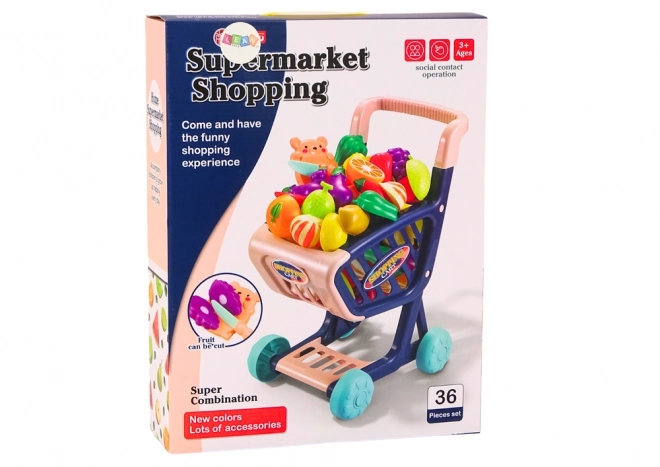 Children's Shopping Cart with Cutting Vegetables