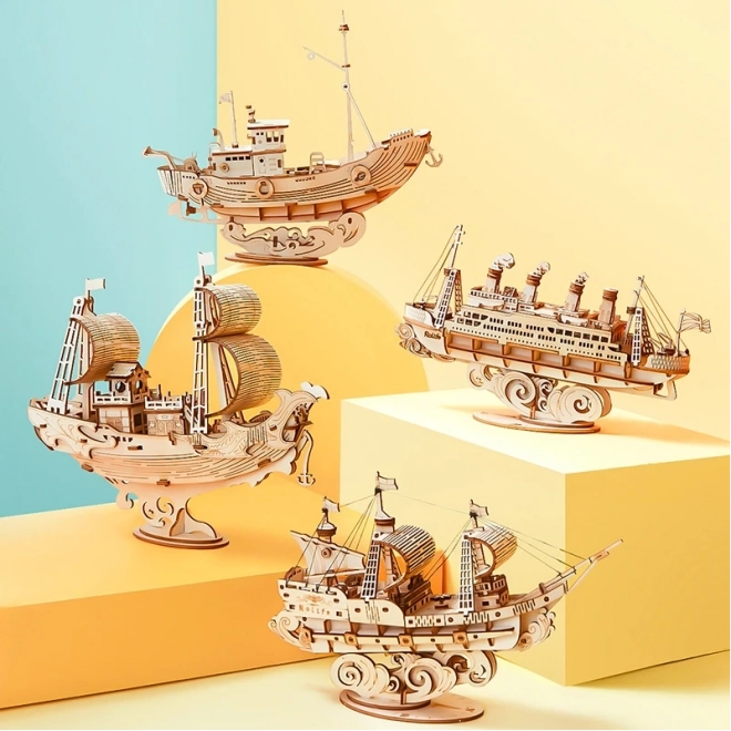 Robotic Wooden 3D Puzzle Fishing Boat