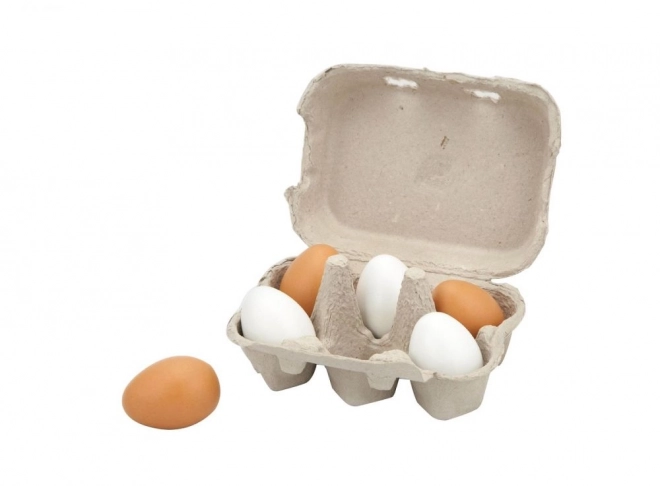 Wooden Eggs in a Carton