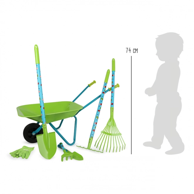 Gardener Set with Wheelbarrow, Shovel, and Rake