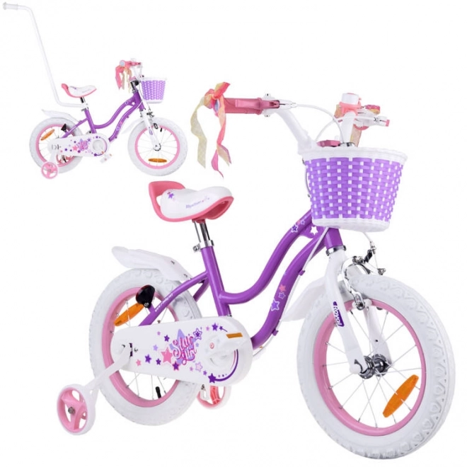 Blue Star Girl Kids Bicycle 14" – Purple