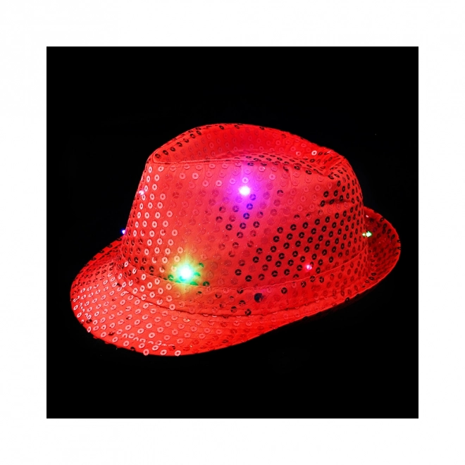 Red Disco Hat with LED Lights for Adults