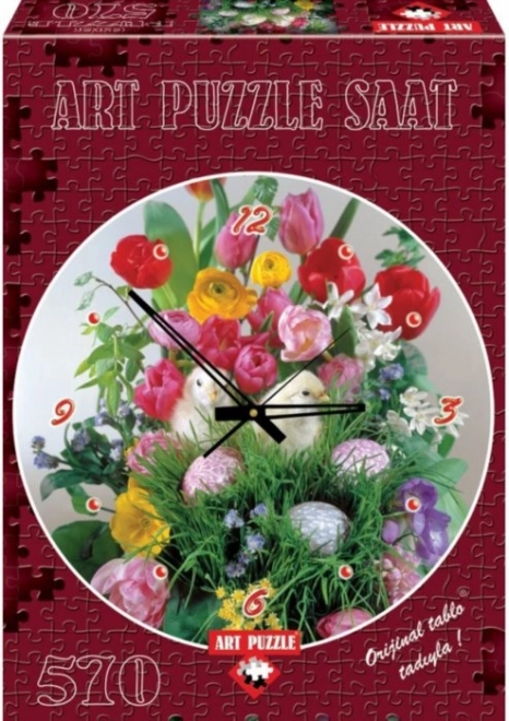 Art Puzzle Clock Spring Flowers