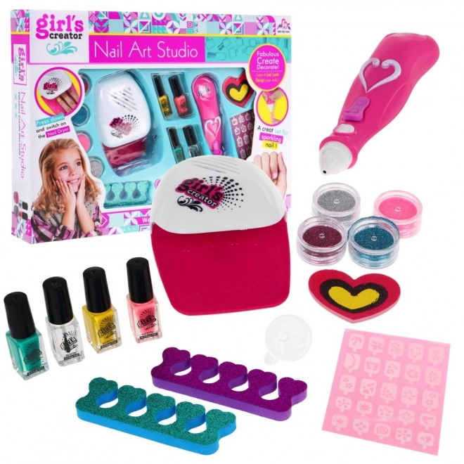 Children's Nail Art Set with Glitter Machine and Dryer