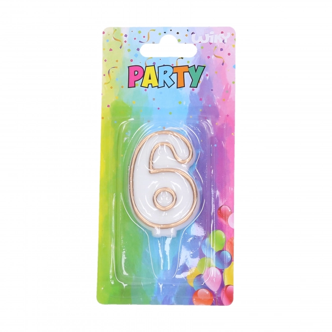 Gold Number 6 Party Candle