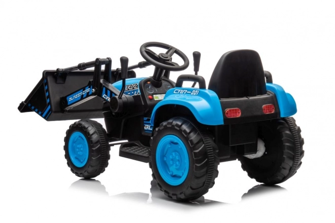 Trattore elettrico per bambini blu con benna