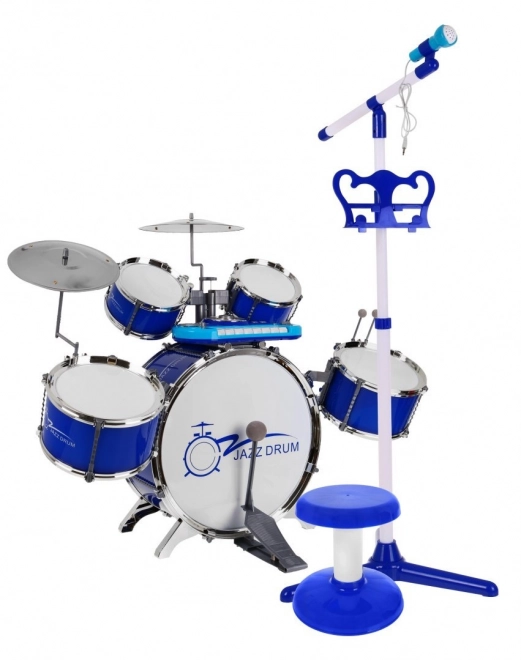 Musical Set Drum Kit with Keyboard and Microphone for Kids 3+ Blue