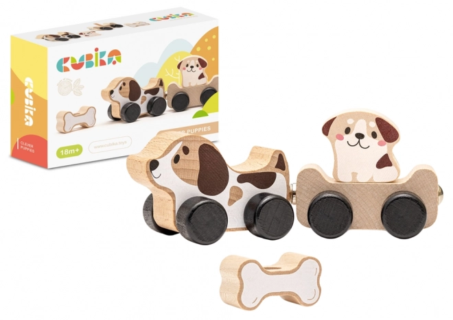 Wooden Toy Smart Puppies Bone