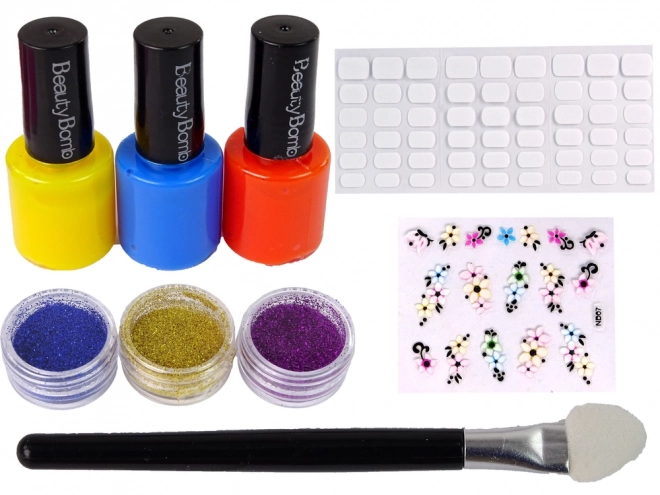 Large Nail Painting Set with Polishes, Stickers, and Separators