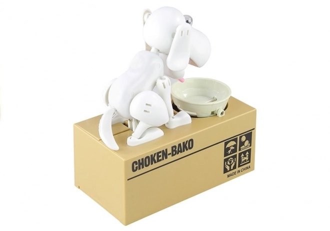 Coin-Eating Dog Piggy Bank White