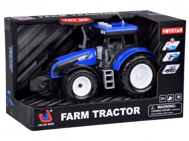 Blue Tractor Toy with Sounds and Lights for Kids