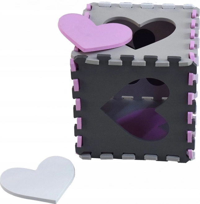 Foam Puzzle Gray-Pink Hearts and Stars