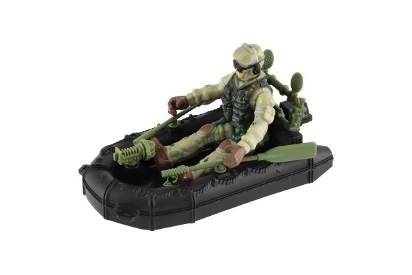 Military Adventure Playset with Boat, Soldier, and Dog