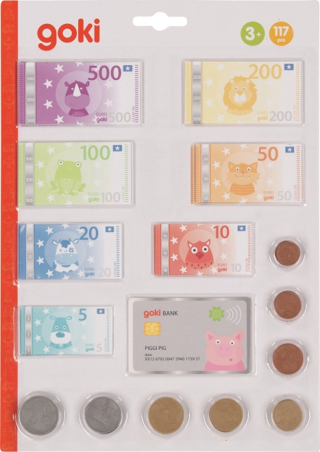 Children's Play Money with Credit Card - Animal Euro Set