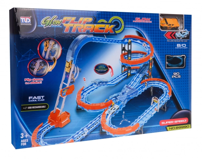 Extreme Multi-level Racing Track with Ladder and LED Car for Kids 3+