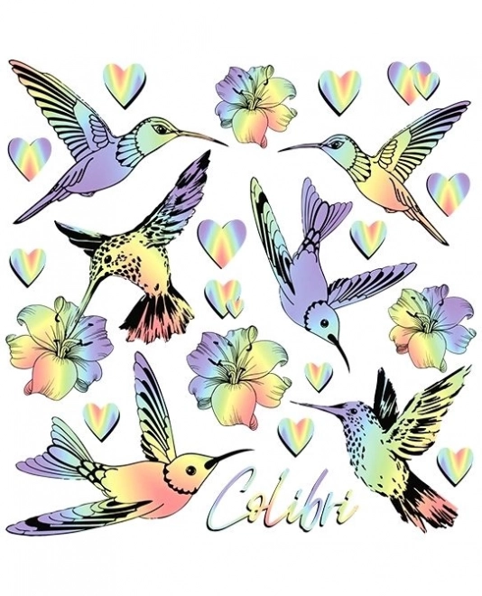 Rainbow Hummingbird Iron-on Patches Small Sheet