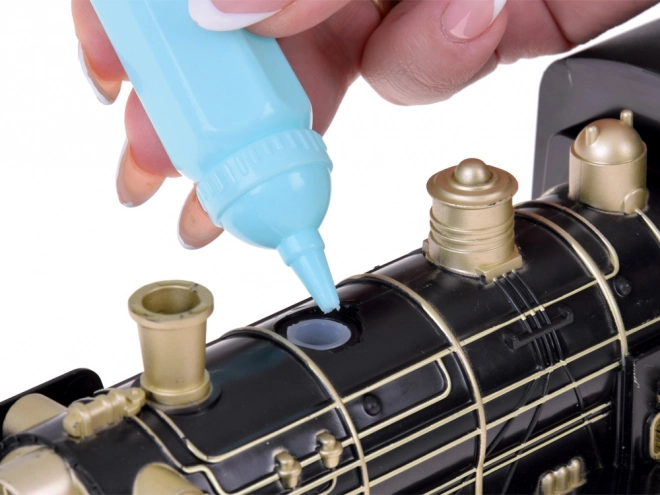 Large Retro Train Set with Locomotive Remote Control with Light and Steam