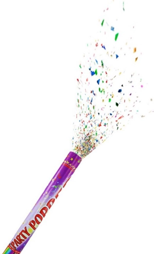 Močan izstrel pisanih konfeti