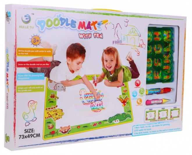 Magic Water Drawing Mat for Kids with Pens and Stencils