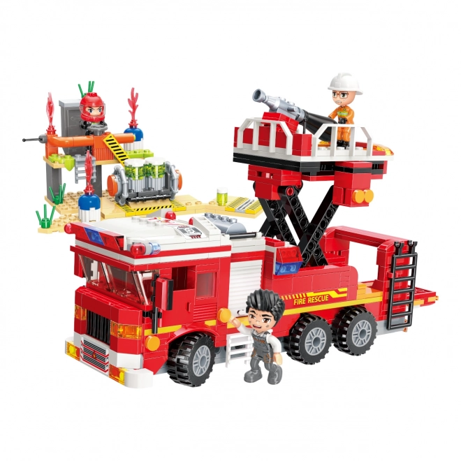 Qman Mine City Fire Truck with Ladder Platform