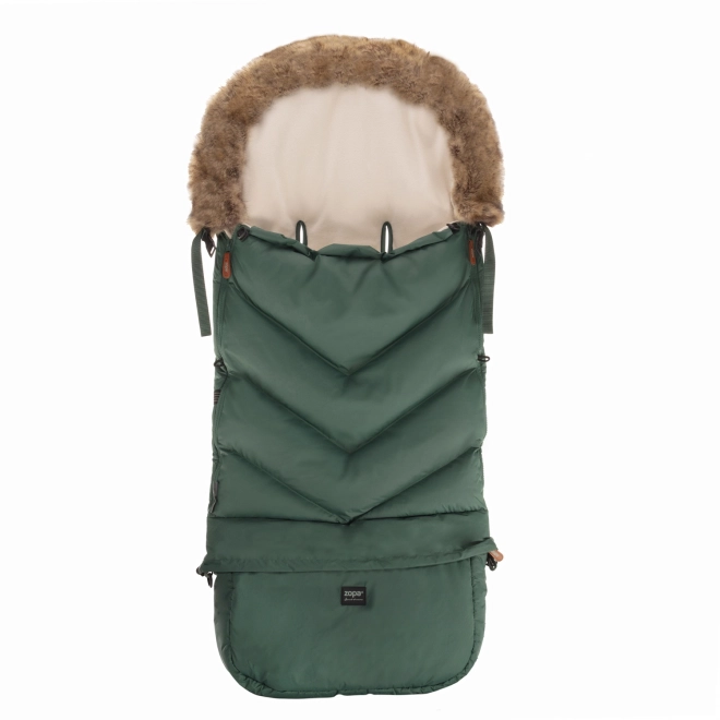 Winter footmuff Fluffy Combi in lake green