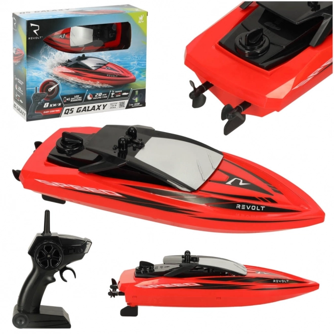 Red remote control boat