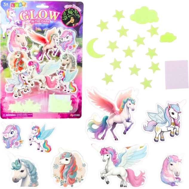 Fluorescent wall stickers – unicorns and stars