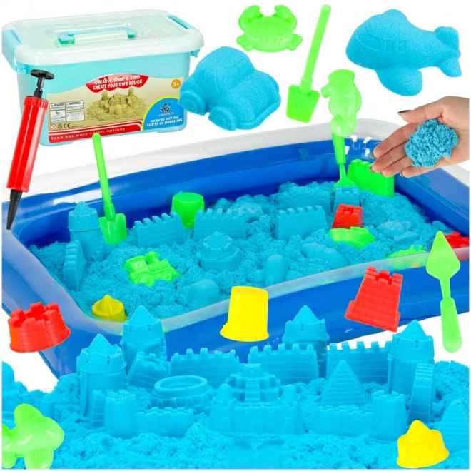 Kinetic Sand Set with Molds and Sandbox – blue